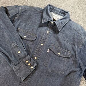 Carhartt Ironwood Denim Pearl Snap Button Work Shirt Heavyweight XL EUC Western